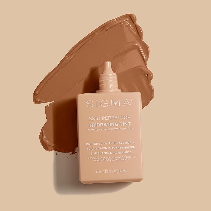Sigma Beauty Skin Perfector – Hydrating Skin Tint Foundation for Lightweight, Buildable Coverage, With Hyaluronic Acid, Niacinamide Serum, and More (5 Dark Golden Tint, 1.12oz)-Velvo Beauty