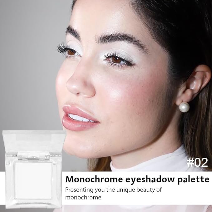 Eyeshadow Single Matte, High-Pigment Monochrome Eye Shadow Pressed Powder, Everyday Velvety Silky Eye Makeup Looks, Professional Long-Lasting Waterproof Single Eyeshadow Palette, White 02-Velvo Beauty