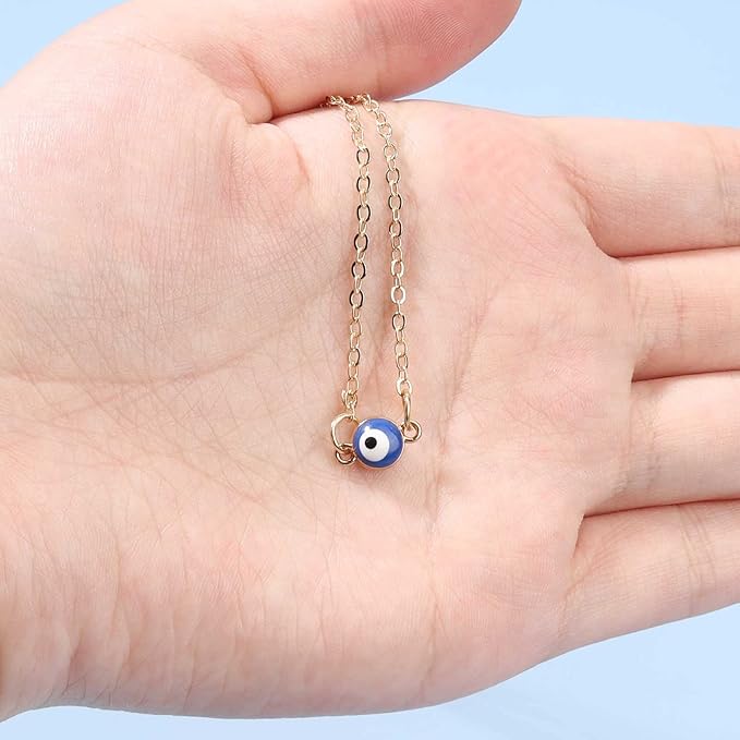 Boho Evil Eye Choker Necklace Blue Eye Pendant Necklace Minimal Gold Chain Necklace Lucky Eye Necklace Amulet Chain Jewelry for Women and Girls-Velvo Beauty