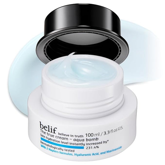 belif Aqua Bomb – Lightweight Gel Moisturizer with Niacinamide, Hyaluronic Acid & Squalane | 72H Hydration + Cooling Effect, Korean Skincare (3.3 fl oz)-Velvo Beauty