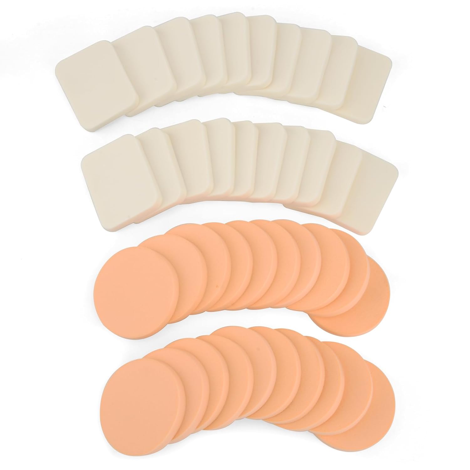 40PCS Round Square Shaped Makeup Blenders Sponges Set, Use for Dry and Wet, Perfect for Full Face Curve Blending, Cream, Liquid, Powder Foundation Cosmetics, Latex Free, Soft, Flexible-Velvo Beauty