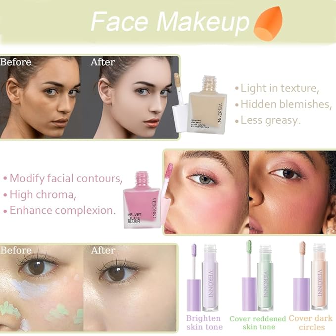 Makeup Kit for Women Full Kit, All in one makeup kit with Eyeshadow Eyeliner Eyebrow Lip Gloss Face Makeup & Brushes Full Starter Cosmetics Set For Girls & Teens (Set A)-Velvo Beauty