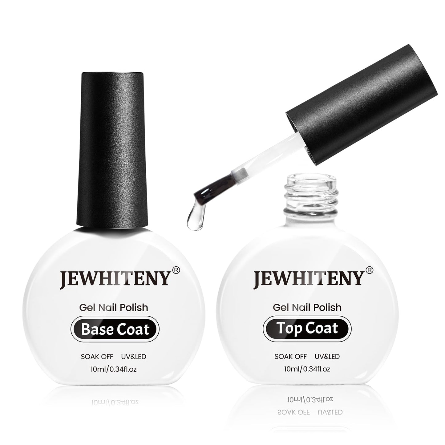 JEWHITENY 2 Bottles 10ML Gel Top Coat and Base Coat Set Gel Polish Long Lasting Glossy Shine Effect DIY Nail Art Design Need U V Lamp Curing-Velvo Beauty