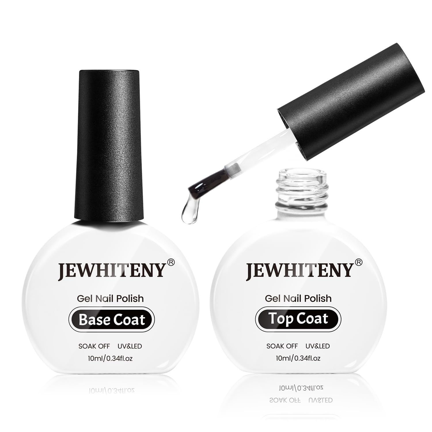 JEWHITENY 2 Bottles 10ML Gel Top Coat and Base Coat Set Gel Polish Long Lasting Glossy Shine Effect DIY Nail Art Design Need U V Lamp Curing-Velvo Beauty