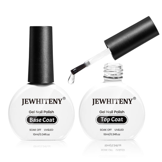 JEWHITENY 2 Bottles 10ML Gel Top Coat and Base Coat Set Gel Polish Long Lasting Glossy Shine Effect DIY Nail Art Design Need U V Lamp Curing-Velvo Beauty