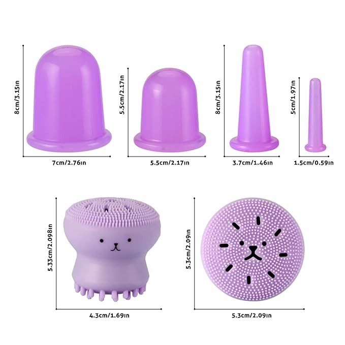 Facial and Body Cupping Set - Face Cupping Set, Improve Face, Eyes and Neck Skin Wrinkles, Therapy Suction Cup for Cellulite Effectively Improve Body Skin Tightness, Anti-Cellulite Cupping Therapy Set-Velvo Beauty