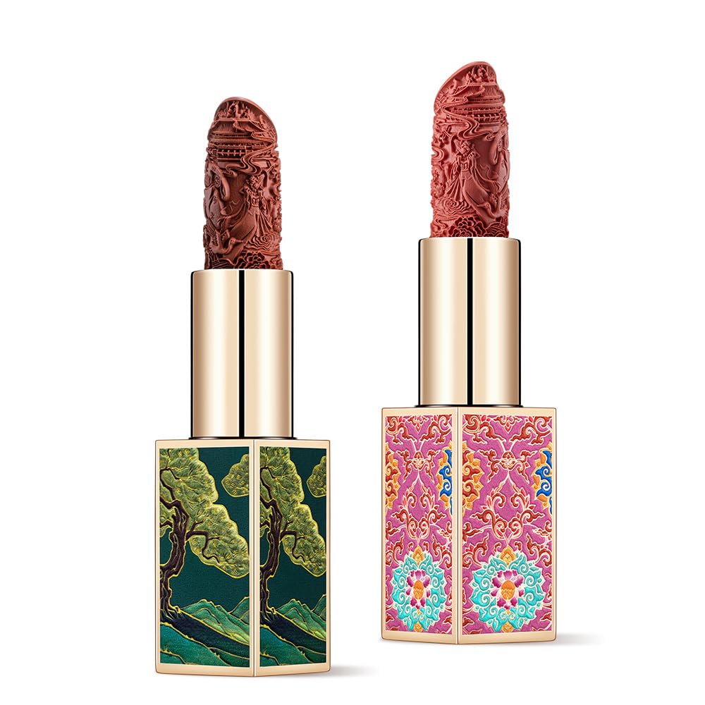 Catkin Moist Lipstick Hydrating High Impact Color Infused with Vitamin E and Avocado Oil Smooth Soft Texture Long Lasting Glow + Matte Finish 2pcs Set 02-Velvo Beauty
