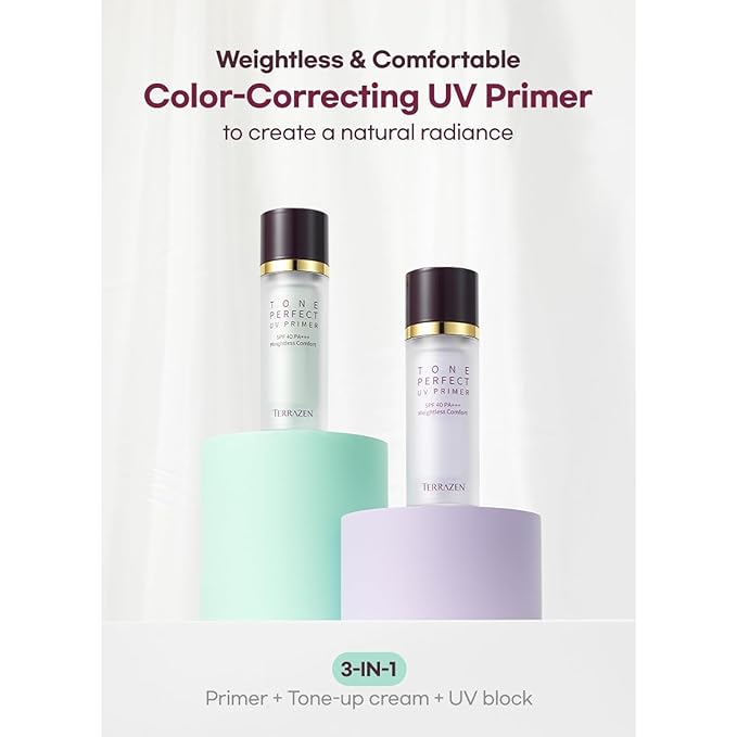 Korean Face Primer 30ml - Korean Makeup & Skincare Lightweight Corrector Base SPF40 PURPLE - Reduces Dullness, Moisturizes for Red, Sensitive Skin witj Aloe (Primer - Purple Tinted)-Velvo Beauty