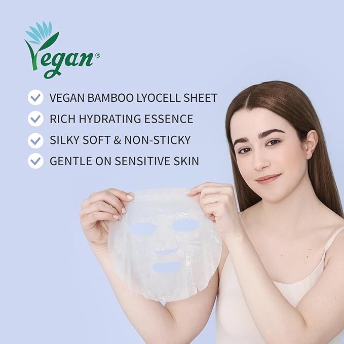 #OOTD Triple Hyaluron Hydrating Mask for Dry and Sensitive Skin, Anti Aging, Tightening and Moisturizing, Korean Vegan Beauty, Hyaluronic Acid, Caffeine, Vitamin C 10EA-Velvo Beauty
