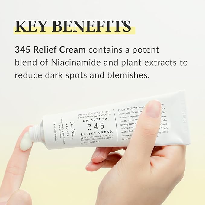Dr.Althea 345 Relief Cream, Daily Face Moisturizer, Blemish Relief Care, Soothing Recovery & Moisture, Korean Vegan Skin Care for All Skin Types, 1.69 Fl Oz (Pack of 1)-Velvo Beauty