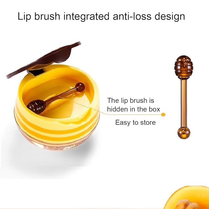 2 PCS Bee Lip Balm Honey Pot,Honey Lip Mask,Honey Propolis Lip Mask Moisturizing Moisture Nourishing Dry & Chapped Lips,Lip Care and Reduces Lip Lines-Velvo Beauty