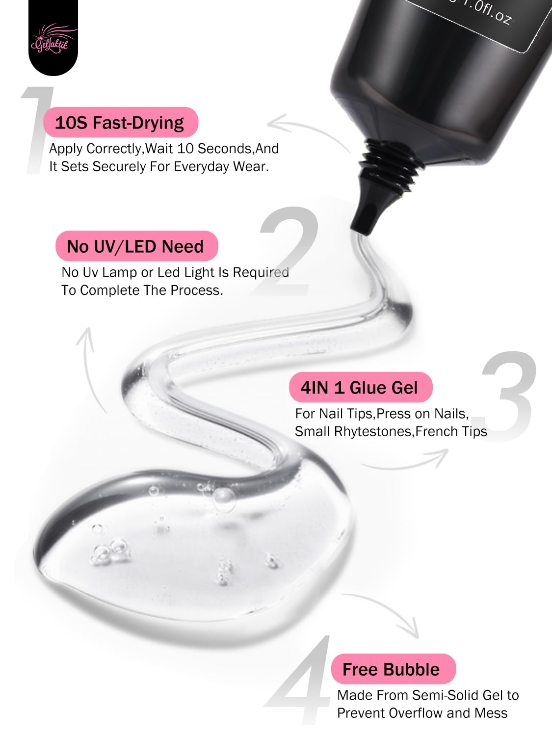 30ML Strong Nail Glue for Press On Nail Tips, Glue Gel for False Nails Fake Acrylic Nail, Upgraded Quick Drying, No Lamp Needed, Long Lasting-Velvo Beauty