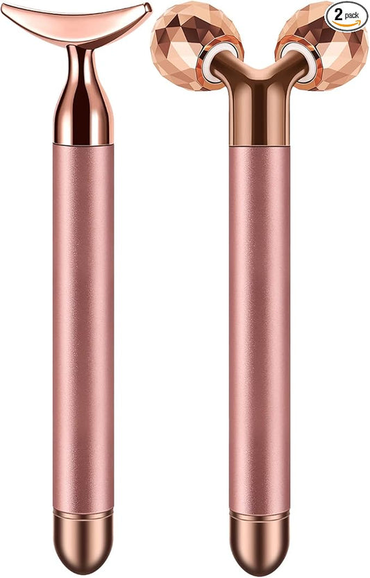 2-in-1 Face Massager Roller Electric Face Roller, 3D Roller and Crescent-Shape Face Massager Kit for Face Skin Care Tools-Velvo Beauty