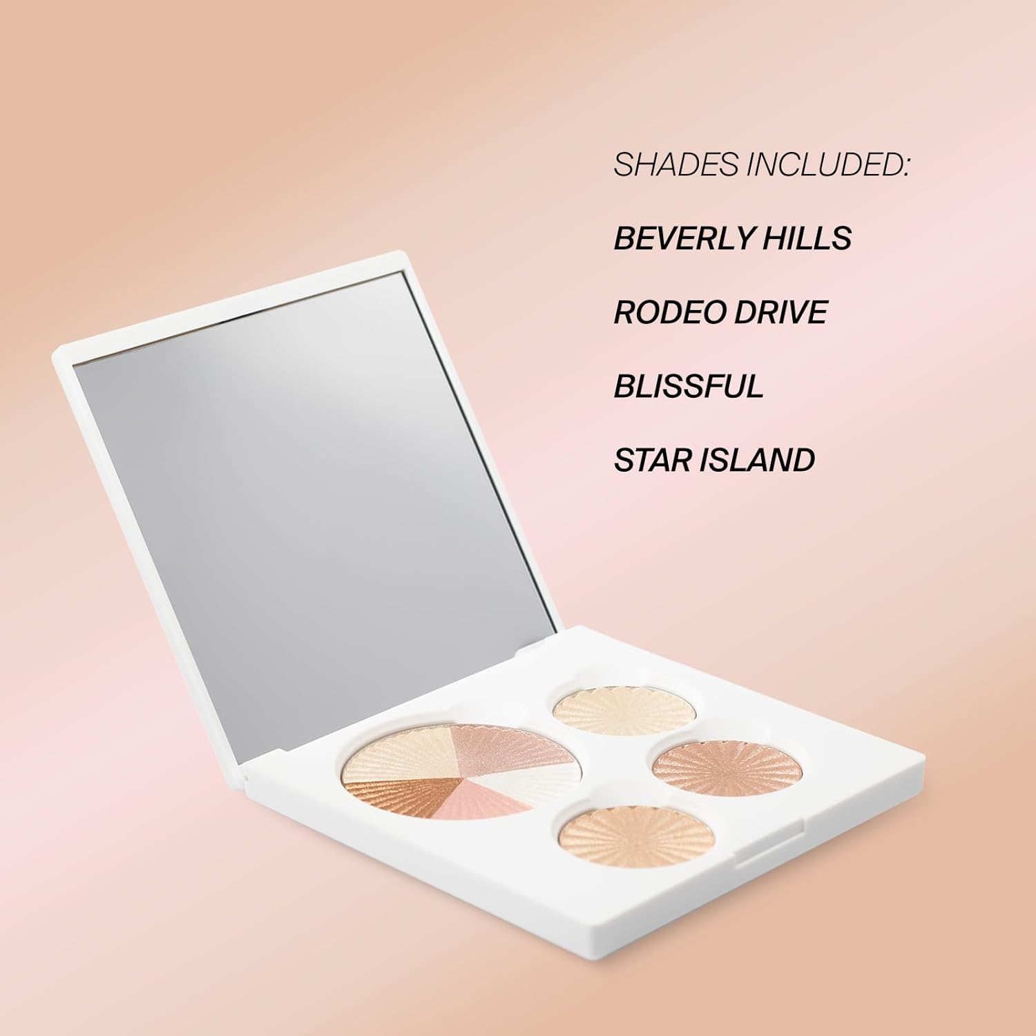 Highlighter Palette Face Makeup | Glow Up - 8 Shades in 4 Pans | Pearl Shimmer Liquid-To-Baked Powder Highlighter | Refillable Pan & Integrated Mirror | Cruelty-Free Beauty Essential |-Velvo Beauty
