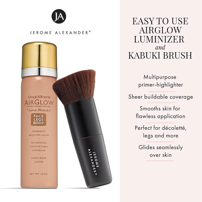 Jerome Alexander MagicMinerals AirGlow Tinted Highlighting Night Mist, Illuminating Airbrush Tinted Moisturizer Spray | 2PC | Bronze Glow-Velvo Beauty