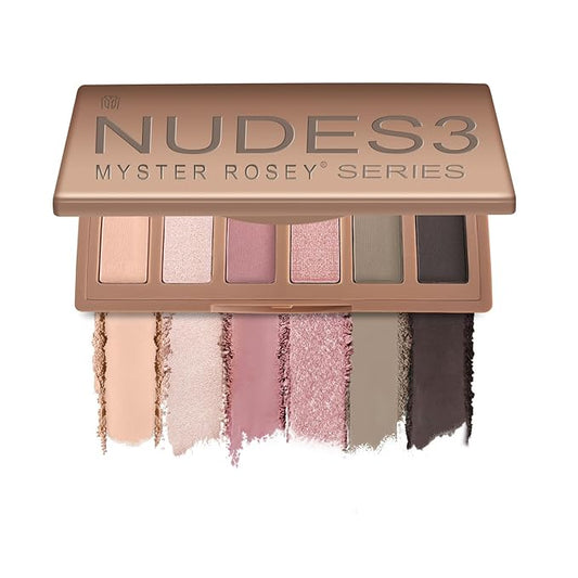 Nudes 3 Series Mini Eyeshadow Palette, Matte & Shimmer Finish, 6 Champagne Mauve & Black Eye Shadows, Travel Friendly Size, Vegan, Cruelty-free-Velvo Beauty