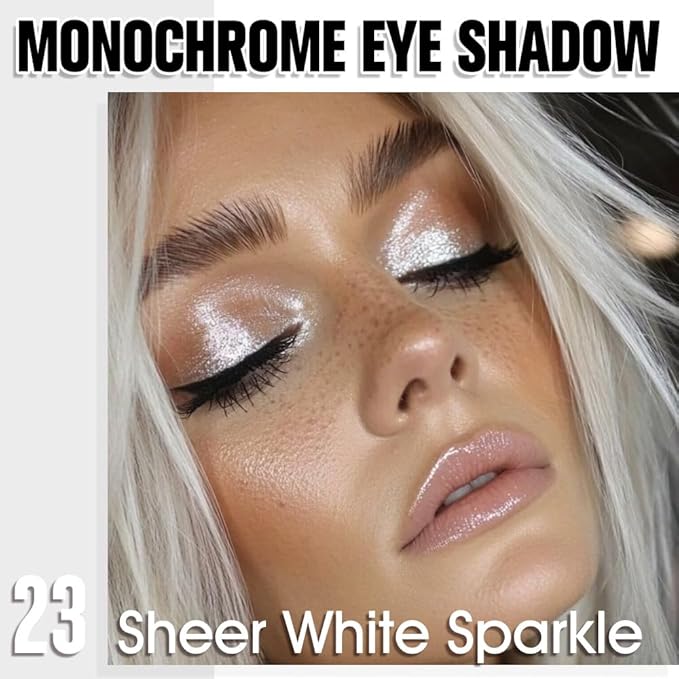 Pear White Shimmer Single Eyeshadow Makeup, Neutral Powde Eye Shadow for Women, Sparkly Pearl Glitter Singles Eyeshadow Palette Pigmented Waterproof, sombras para ojos, Girls Eyeshadows Gift 23-Velvo Beauty