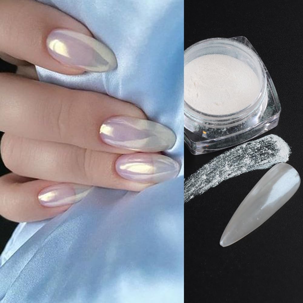 6 Colors Pearl Chrome Nail Powder,Aurora Mermaid Iridescent Powder Set, Metallic Mirror Effect Glitters Pigment for Gel Polish Nail Art Decorations-Velvo Beauty