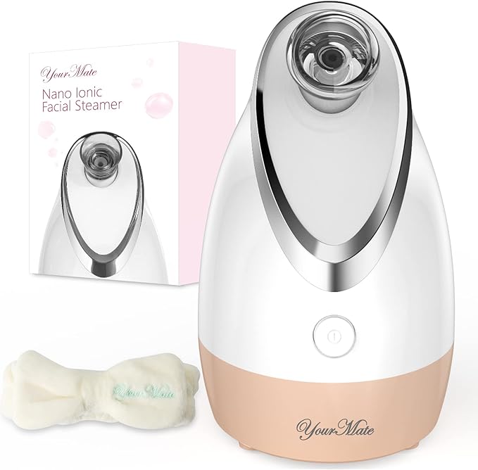 YourMate Facial Steamer Nano Ionic Face Steamer, Adjustable Nozzle with Aromatherapy Warm Mist for Sinuses Moisturizing Unclogs Pores, Facial Vaporizador-Velvo Beauty