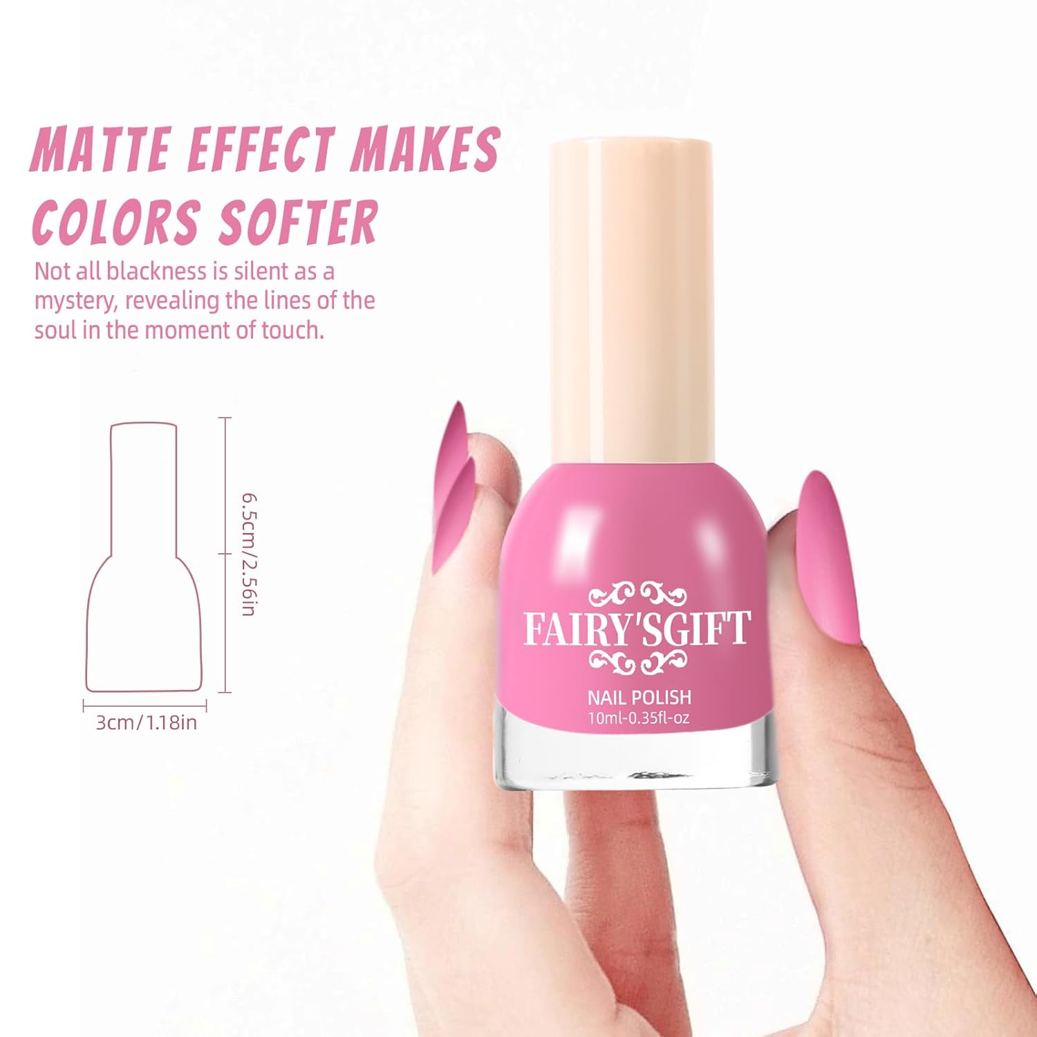 Matte Nail Polish Air Dry Nail Lacquer for Nail Art Varnish, Mist Effect Matte Finish Velvet Nail Polish, 0.35 fl oz (Deep Pink-22, 10 ML)-Velvo Beauty