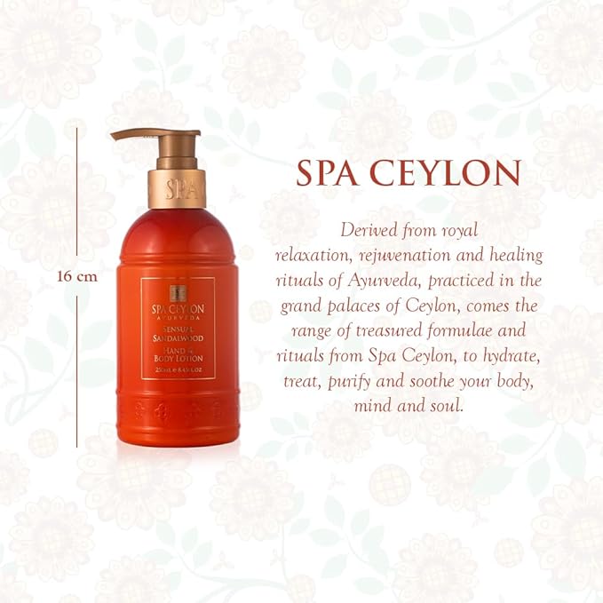 SPA CEYLON Sensual Sandalwood Hand and Body Lotion | Deep Hydrating Body Moisturizer with Coconut | Almond & Rice Bran | Cooling & Invigorating | Suitable for All Skin Types-Velvo Beauty