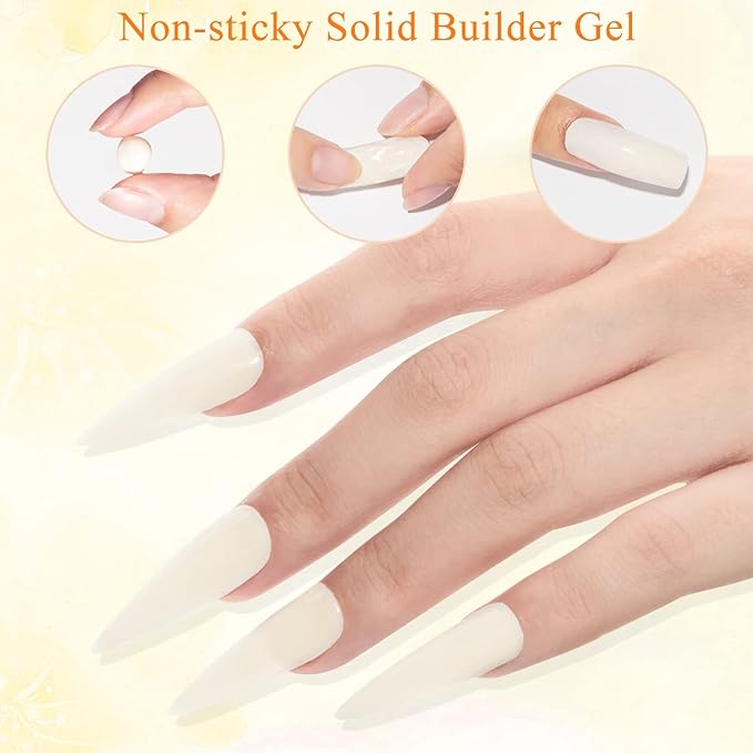 MIZHSE Solid Builder Gel, Milky White Sculpting Gel for Nail, Non-Sticky Hand 3D Nail Art Building Carving Modeling Hard Nail Extension Soak Off Nail Art Salon Manicure Home 15g-Velvo Beauty