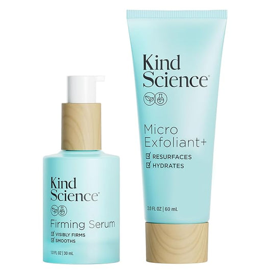 Kind Science by Ellen DeGeneres 2-Piece Skin Care Set with Micro Exfoliant & Firming Face Serum - Hyaluronic Acid Serum & Exfoliating Face Wash-Velvo Beauty