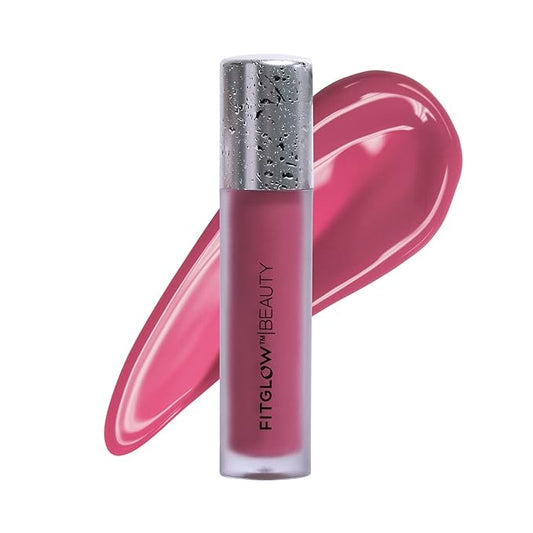 FITGLOW Beauty Lip Colour Serum | Hydrating Lip Gloss | Plumping Anti-Aging Lip Treatment | Natural Shine with Pomegranate Sterols & Collagen | Buildable Color for Dry Chapped Lips | Dahlia - 10g-Velvo Beauty