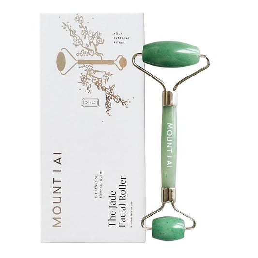 Mount Lai De-Puffing Jade Facial Roller – The Stone of Eternal Youth, Authentic Jade Face Roller for Sculpting, Soothing & Glowing Skin, Ultimate Facial Massager Tool for Self-Care Ritual-Velvo Beauty