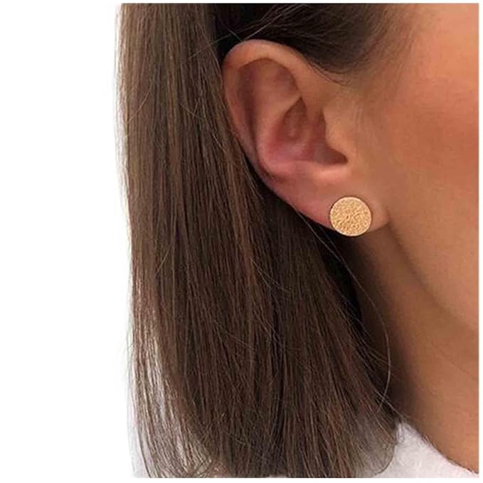 Boho Disc Coin Studs Earrings Gold Hammered Coin Earrings Tiny Circle Earrings Studs Minimalist Geometric Earrings for Women and Girls Gifts-Velvo Beauty