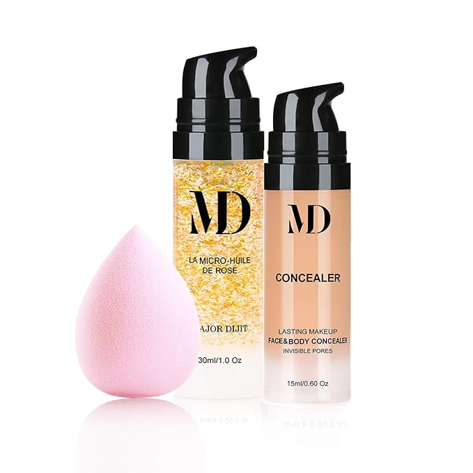 Liquid Primer Set Matte Liquid Full Coverage Oil Control Breathable Invisible Cover Concealer Primer with Face Primer, Makeup Sponge-Velvo Beauty