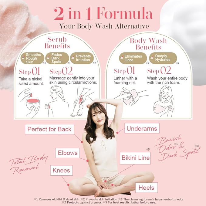 ULRUB Body Scrub 460g Perfumed Scrub Dark Spots Intimate Areas Knees Arms Dead Skin Cells Elbows Heels CICA Extract Placenta Vitamin C Body Smoother Gift CHURACOS Japan For Women ULRUB ulrub-Velvo Beauty