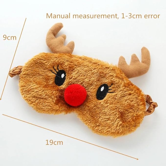 Cute Eye Mask for Sleeping Plush Cartoon Animal Sleep Plush Eye Mask Relaxation Suitable for Travel Family Party Toys for Christmas Elk Deer-Velvo Beauty