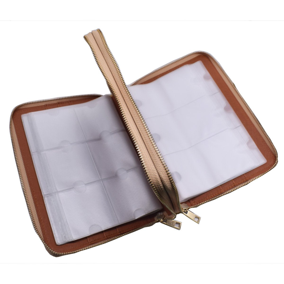 Mezerdoo 216 Slots Stamping Plate Holder Case Rainbow Laser Design Round Square Rectangular Nail Art Stamp Template Organizer 1pcs Empty Nail Art Plate Case Bag (gold - 216 Slots)-Velvo Beauty