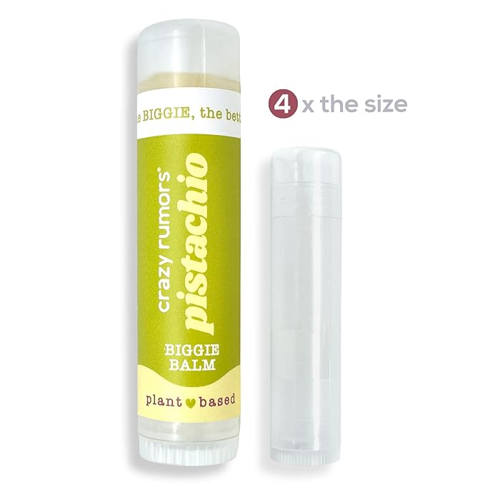 Crazy Rumors Biggie Pistachio Flavored All Natural, Plant Based Lip Balm to Moisturize and Nourish your Lips - Pistachio tube 0.6 oz (4x Larger than standard 0.15 oz lip balm)-Velvo Beauty