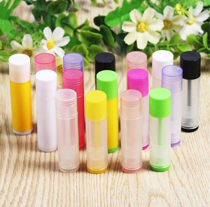 5ml 50 Pcs Empty Clear Lip Balm Tubes Containers with Twist Bottom and Multi Color Caps for Making Lip Balm,DIY Cosmetic Tubes-Velvo Beauty
