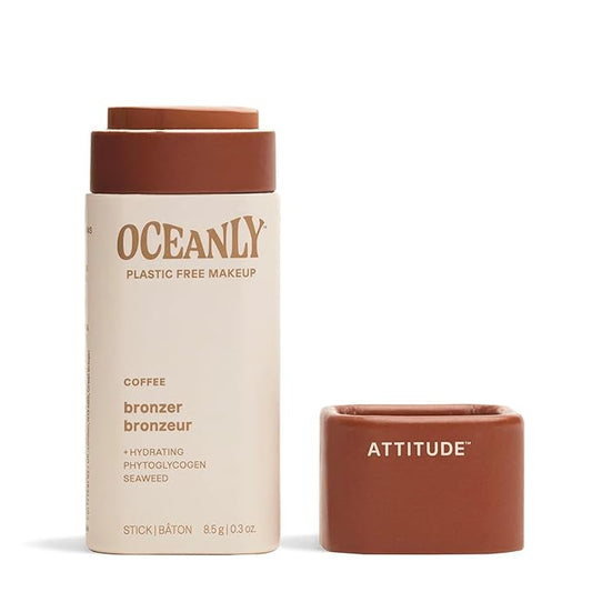 ATTITUDE Oceanly Lightweight Bronzer Stick, Titanium Dioxide-Free, EWG Verified, Plastic-Free, Vegan & Cruelty-free Makeup, Coffee, 0.3 Ounces-Velvo Beauty