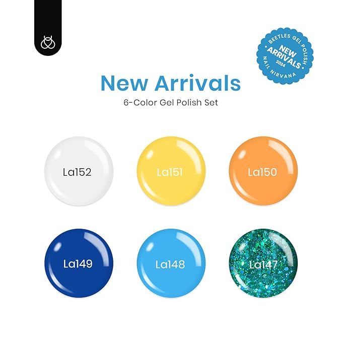 beetles Gel Polish Set, 6 Colors Yellow White Orange Blue Gel Polish Kit, Glitter Green Nail Polish Soak Off Nail Lamp Nail Art Manicure Kit, DIY Home Salon Gifts for Women-Velvo Beauty