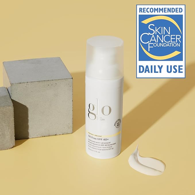 Glo Skin Beauty Oil Free SPF 40+ Hyaluronic Acid Infused All Mineral Sunscreen - Protect Against Sun Damage & Aging Environmental Skin Stressors - Weightless, Invisible Finish-Velvo Beauty