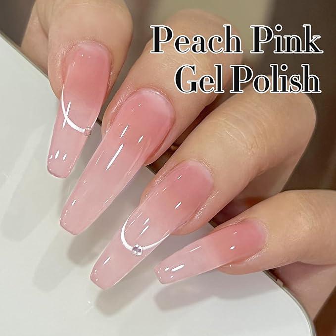 Double Rhythm 0.50 OZ Translucent Gel Polish Same Color Same Bottle Sheer Pastel Neutral Natural Milky 15 ML Jelly UV Nail Art DIY at Home (Jelly Rose Pink-A1380)-Velvo Beauty
