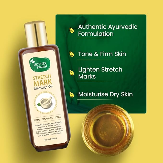 Stretch Mark Massage Oil, 14 Herbal Oils - Kachur, Jiwanti, Peepal and Nariyala, 100ml-Velvo Beauty