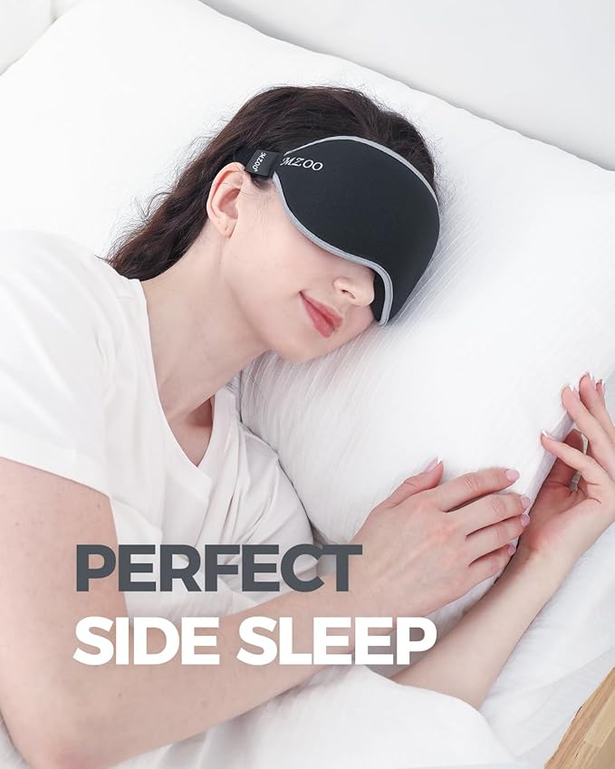 MZOO Luxury Sleep Mask for Back, Side Sleeper, Complete Light Blocking Sleeping Eye Mask Night Blindfold, 3D Zero Pressure & Spacious for Lash Extensions, Breathable Soft Eye Cover Flight Nap Travel-Velvo Beauty