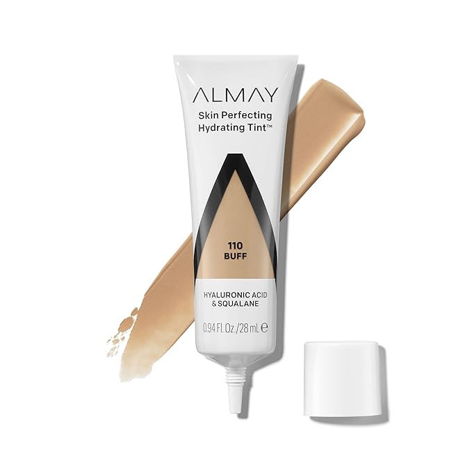 Almay Hydrating Liquid Foundation Tint, Lightweight with Light Coverage, Naturally Dewy Finish, Hypoallergenic, Dermatologist TestedFragrance Free, 110 Buff, 0.94 fl oz.-Velvo Beauty