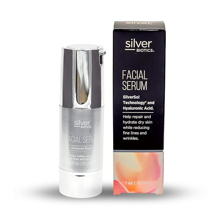 Silver Biotics Anti-aging Colloidal Nano-Silver Facial Serum Gel | Great For Blemishes, Scars & More All Natural Face Care | 20 PPM Silversol + 2% Hyaluronic Acid | 1 fl oz-Velvo Beauty