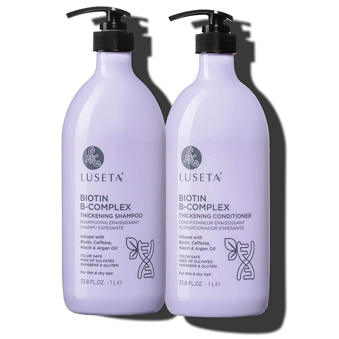 Luseta Biotin B-Complex Shampoo & Conditioner Set for Hair Growth and Strengthener - Hair Loss Treatment for Thinning Hair With Biotin Caffein and Argan Oil for Men & Women - All Hair Types 2 x 33.8oz-Velvo Beauty