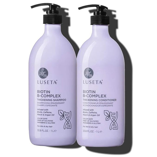 Luseta Biotin B-Complex Shampoo & Conditioner Set for Hair Growth and Strengthener - Hair Loss Treatment for Thinning Hair With Biotin Caffein and Argan Oil for Men & Women - All Hair Types 2 x 33.8oz-Velvo Beauty