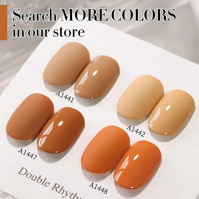 Double Rhythm Translucent Gel Polish Sheer Neutral Natural Light Milky Same Color Same Bottle 15ML Jelly UV Nail Polish Nail Art DIY at Home (Brown Orange-A1447)-Velvo Beauty