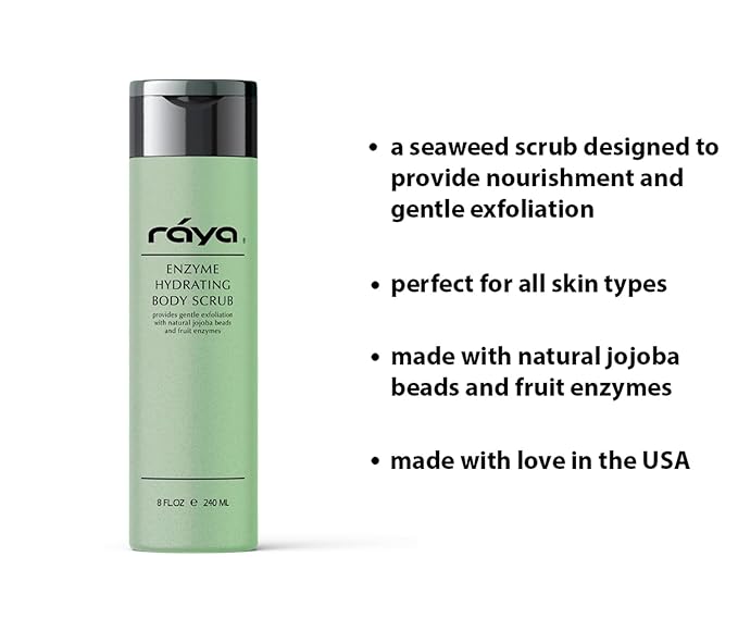 RAYA Enzyme Hydrating Body Scrub 8 oz Cucumber Scent (S-104) | Gentle and Exfoliating Body Scrub | Made with Seaweed, Jojoba Beads, and Fruit Enzymes-Velvo Beauty