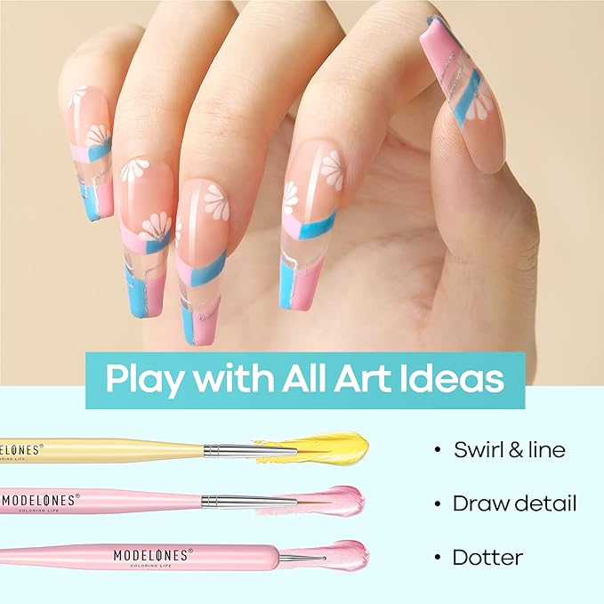 Modelones Nail Art Brushes Set, Nail Brush kit Gel Polish, Extension Gel, Liner, Carving, Apex Building, Dotting Pens Professional Tools for Drawing Painting 3D Design Salon & DIY Use-Velvo Beauty