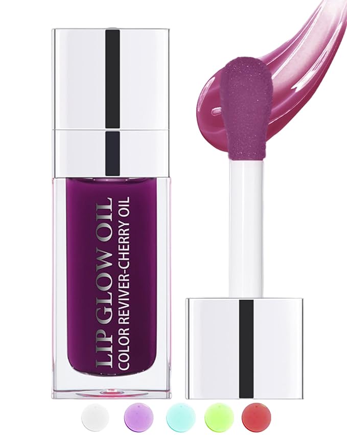 Tinted Moisturizing Lip Glow Oil, Hydrating Plumping Lip Gloss Lip Care Clear Lip Oil for Dry Lip, Glow Reviver Lip Oil,Shine Lip Tint Stain Lip Care Product,Women's Day Makeup Gift(#006 Berry)-Velvo Beauty
